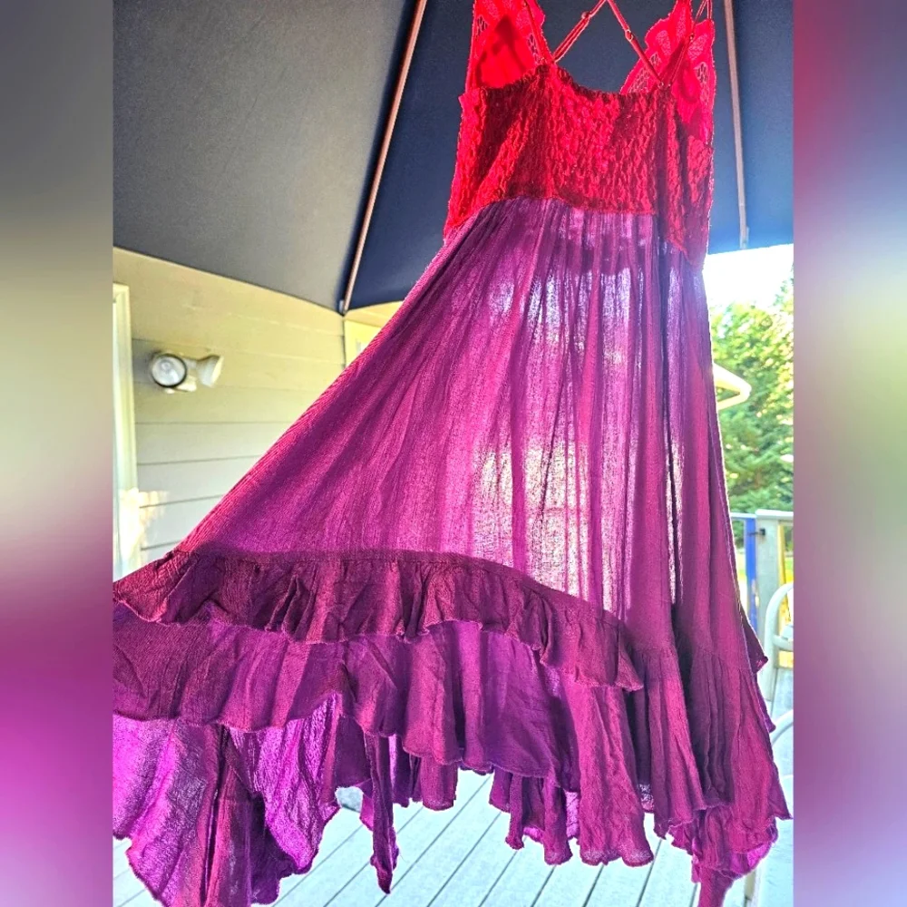 Nwot Free People One FP Adella dress in Red And Purple - Picture 4 of 15